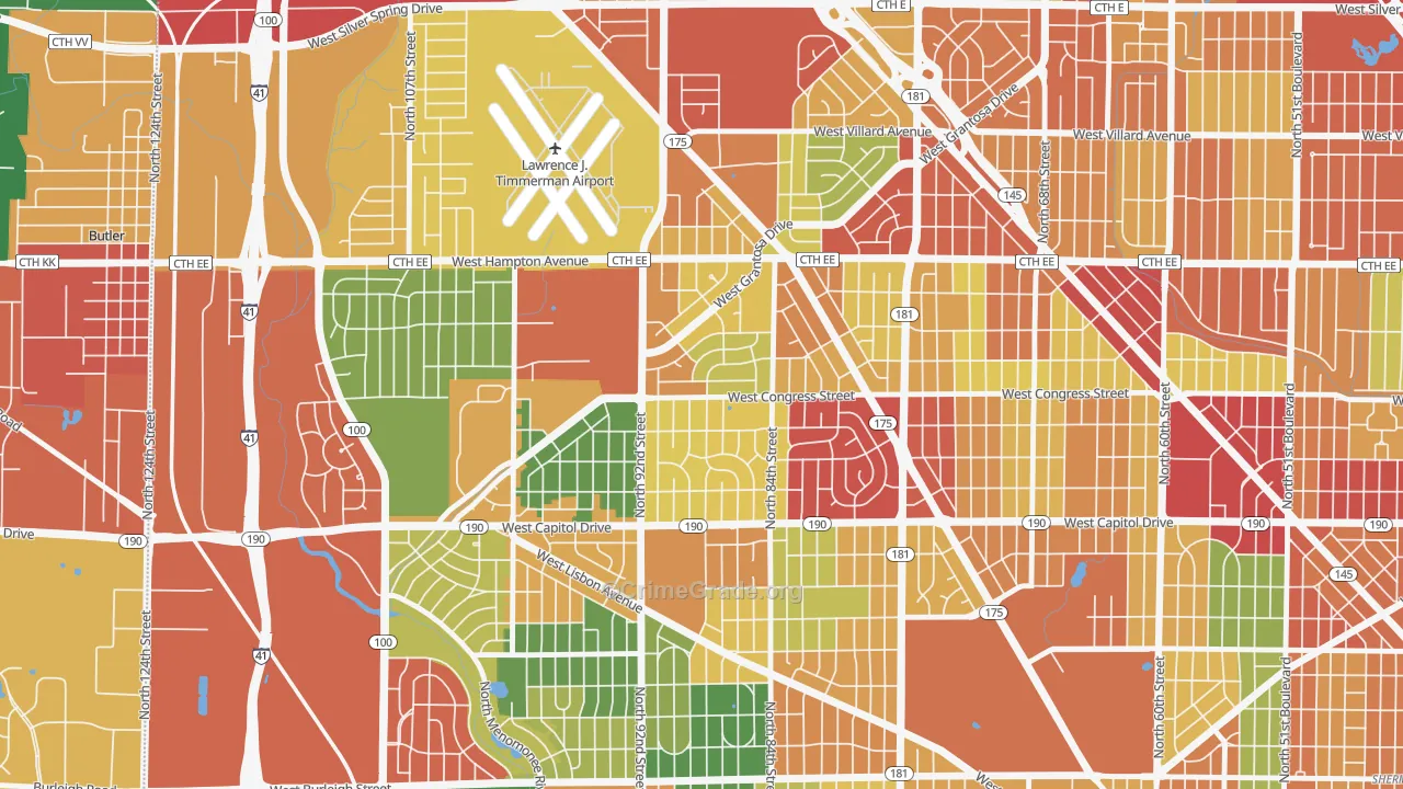 Lindsay Park, Milwaukee, WI Map of Theft Rates
