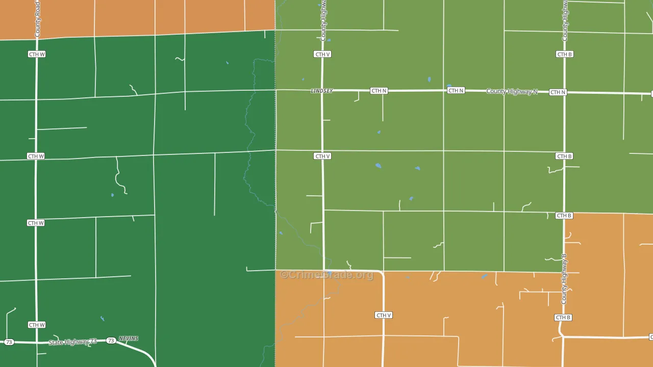 Lindsey, WI Map of Theft Rates
