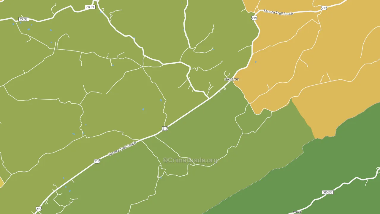 Lindside, WV Map of Theft Rates