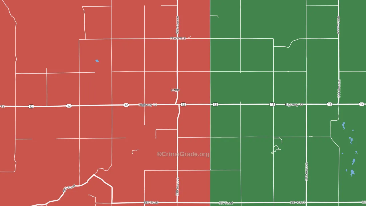 Lindy, NE Map of Theft Rates