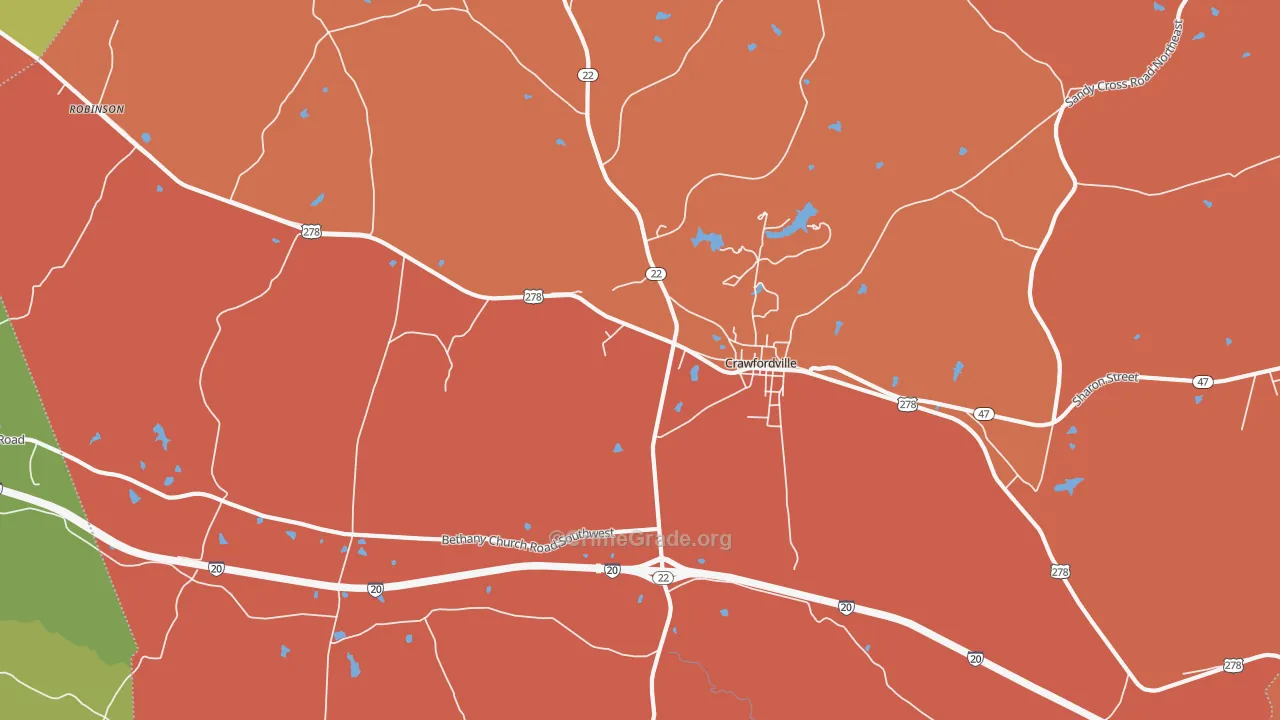 Linesville, GA Map of Theft Rates