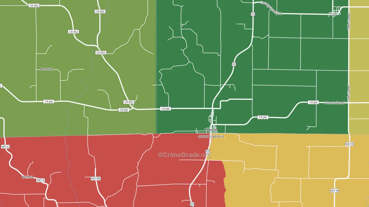 Lineville, IA Map of Theft Rates