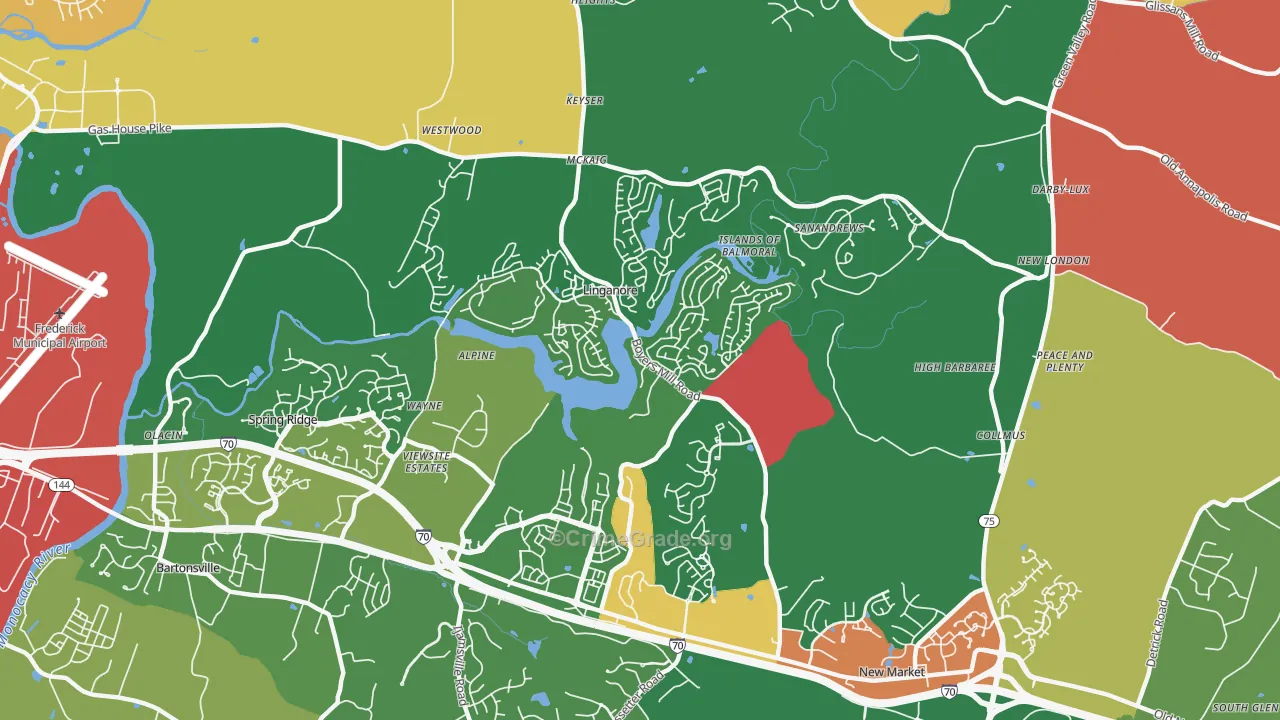 Linganore, MD Map of Theft Rates