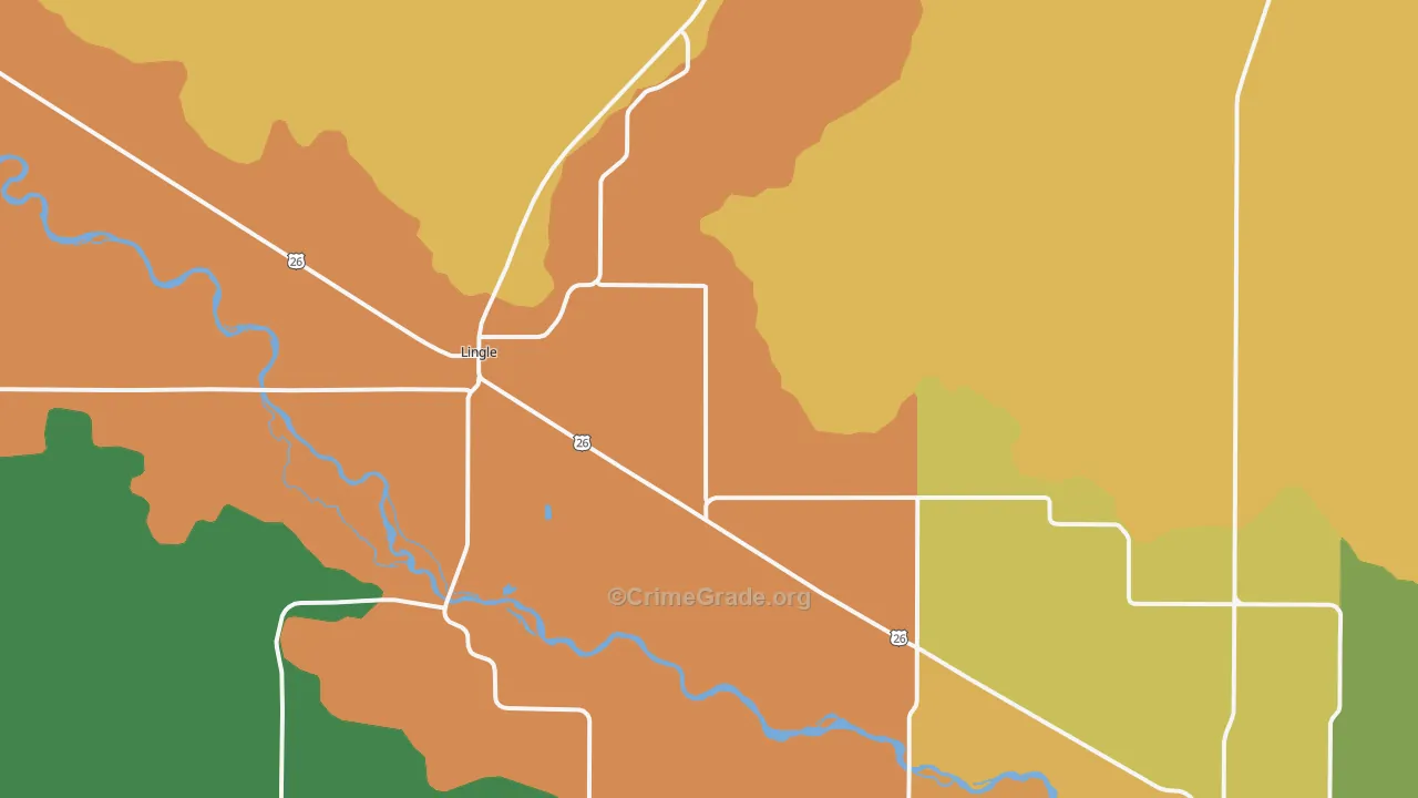 Lingle, WY Map of Theft Rates