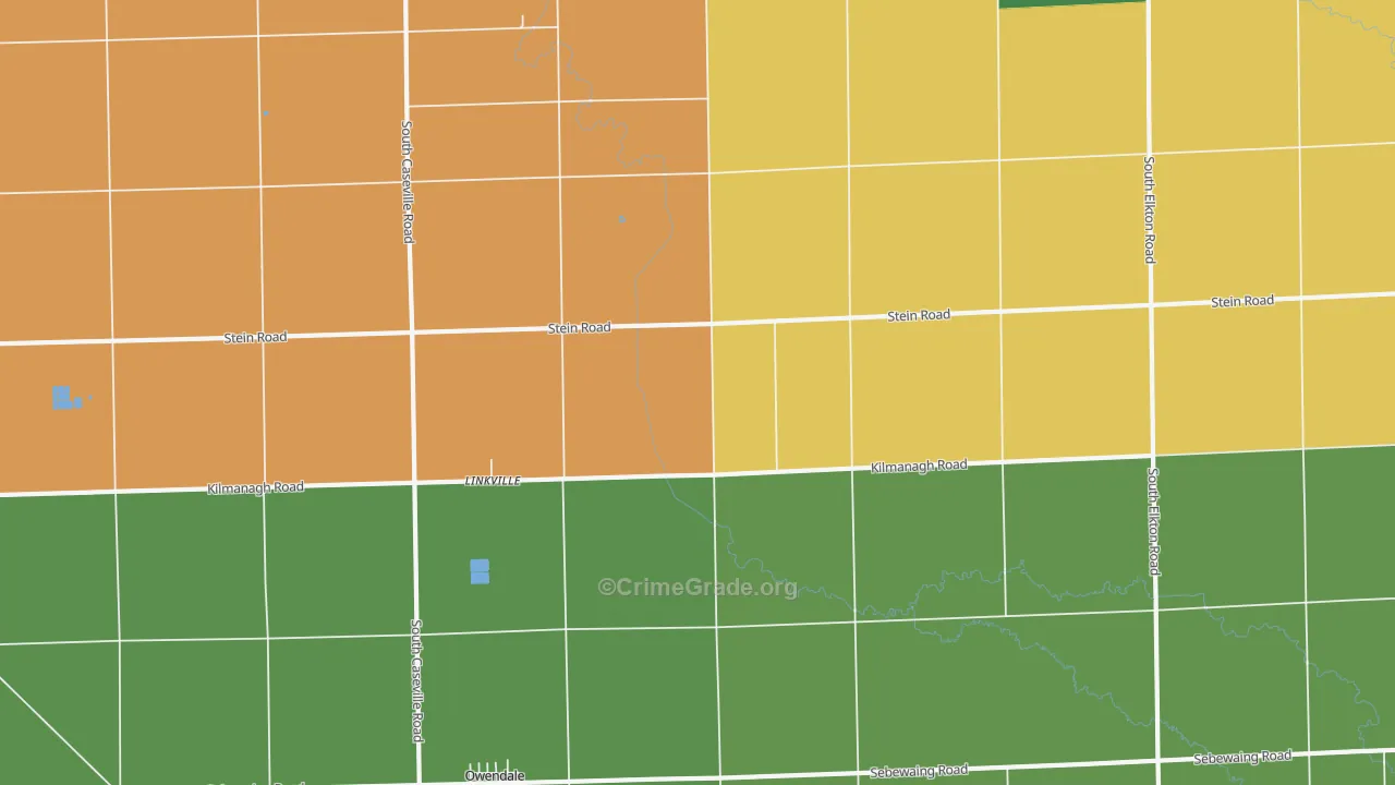 Linkville, MI Map of Theft Rates