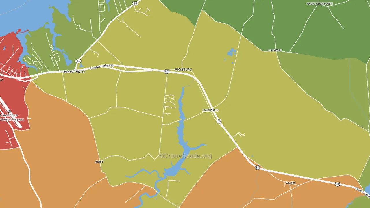 Linkwood, MD Map of Theft Rates