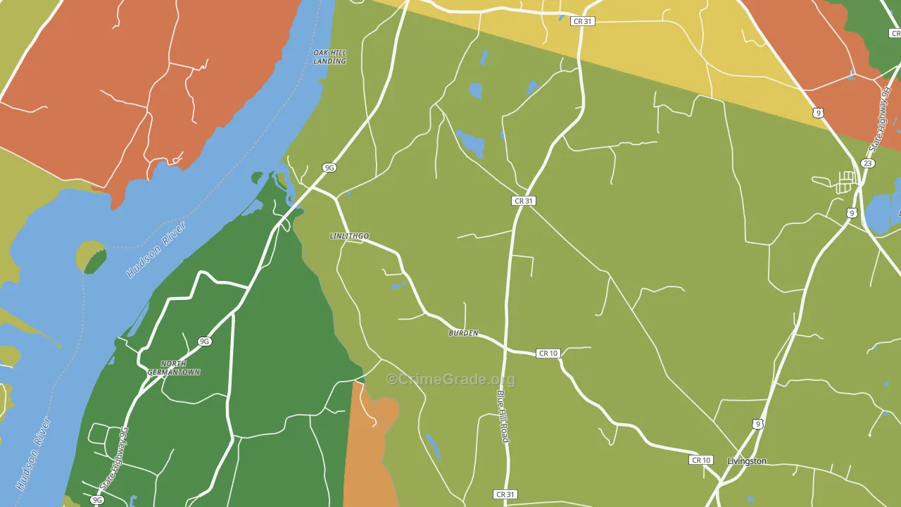 Linlithgo, NY Map of Theft Rates