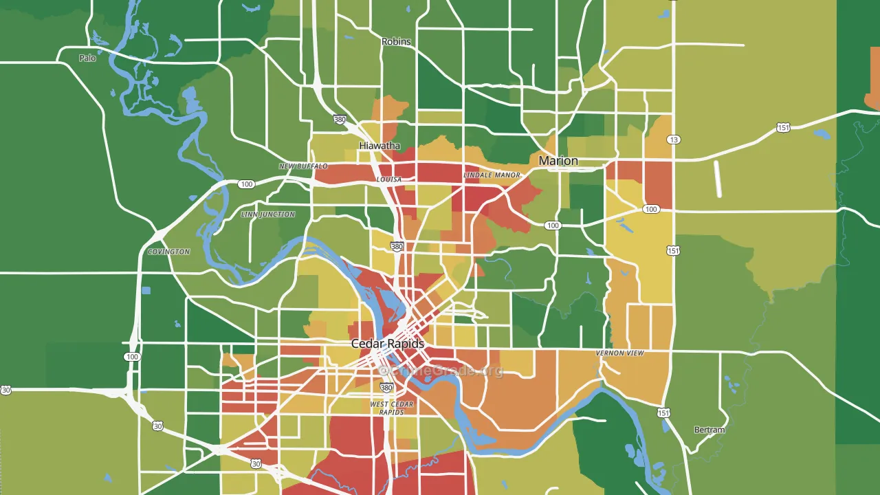 Linn County, IA Map of Theft Rates