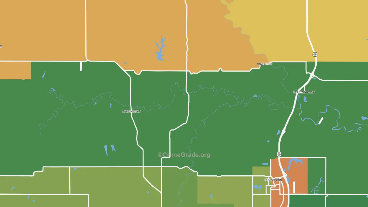 Linn County, KS Map of Theft Rates
