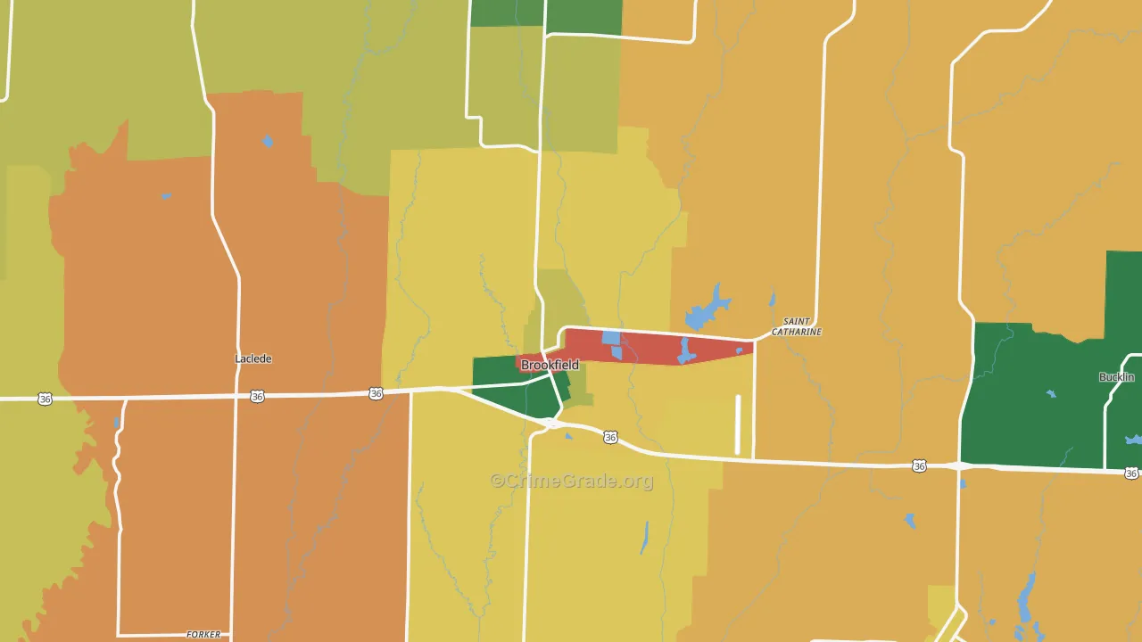 Linn County, MO Map of Theft Rates