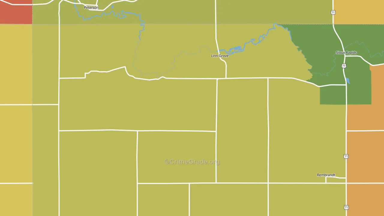 Linn Grove, IA Map of Theft Rates