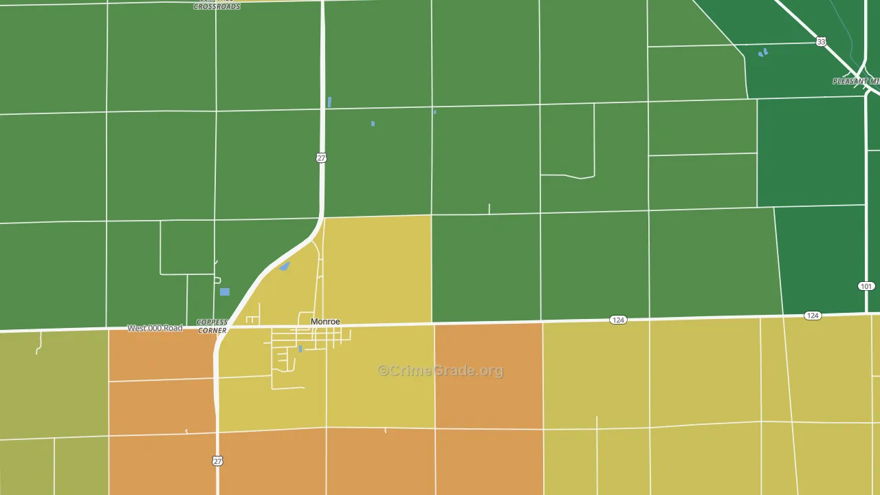Linn Grove, IN Map of Theft Rates