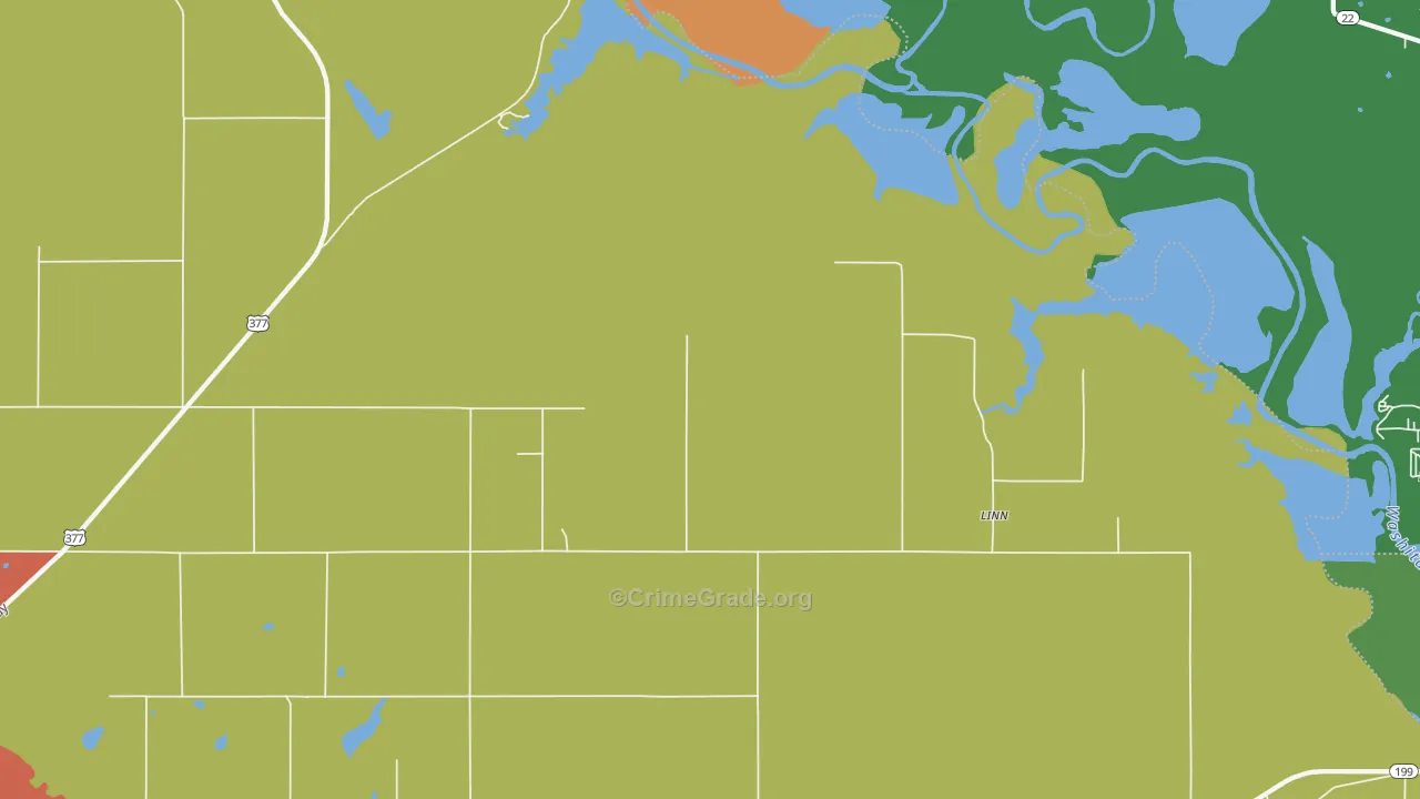 Linn, OK Map of Theft Rates