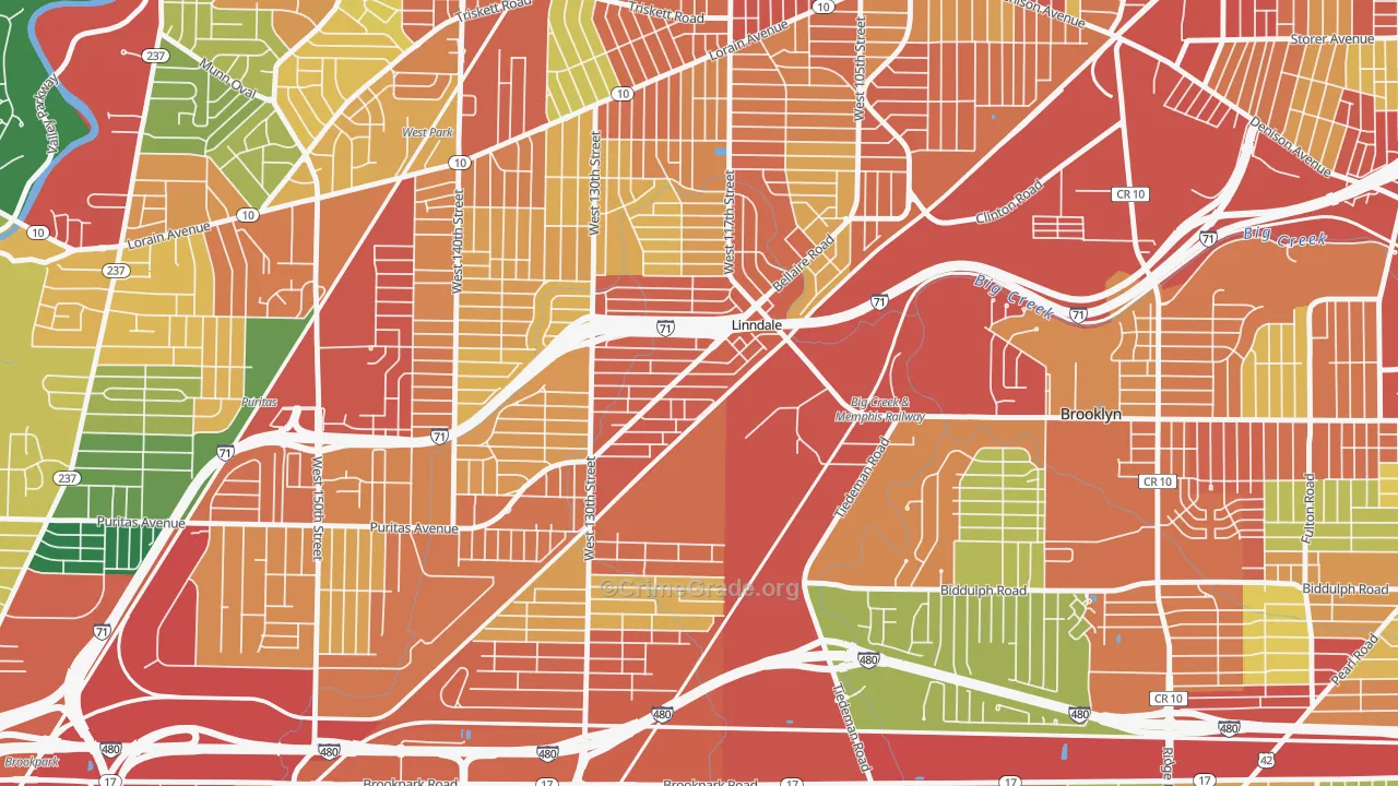 Linndale, OH Map of Theft Rates