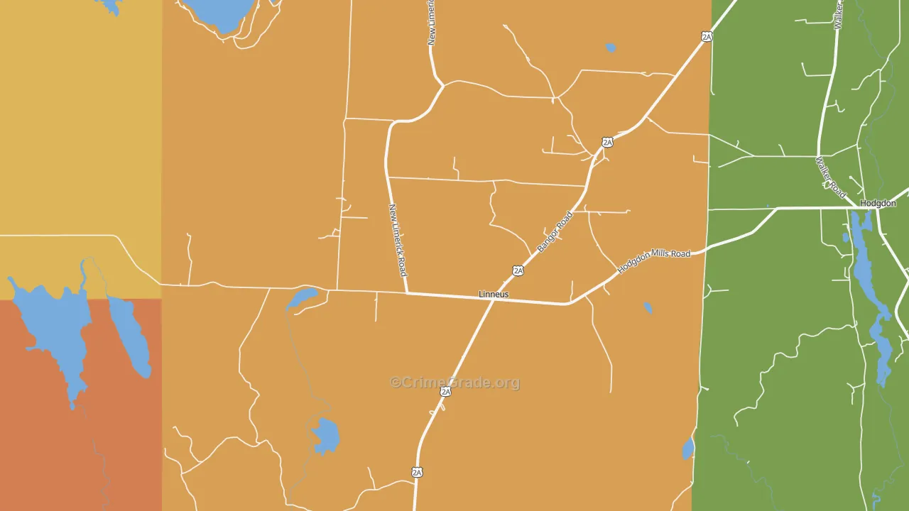 Linneus, ME Map of Theft Rates