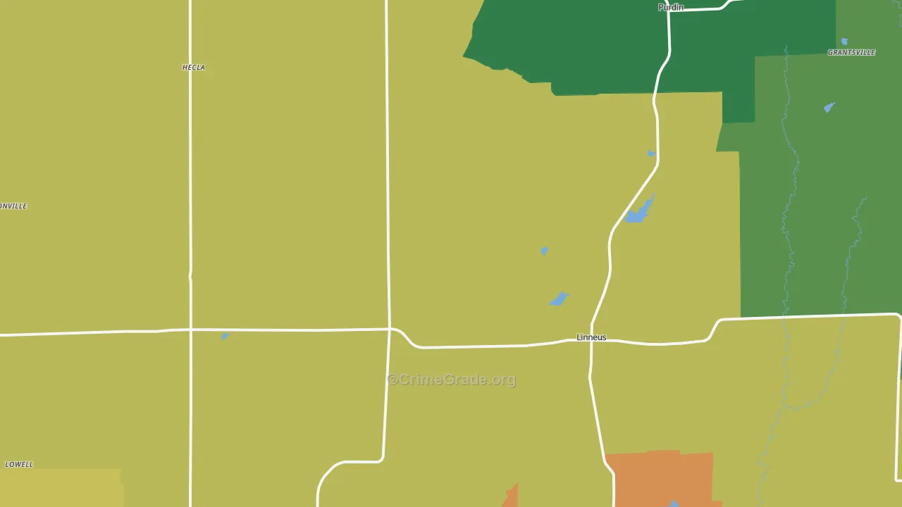 Linneus, MO Map of Theft Rates