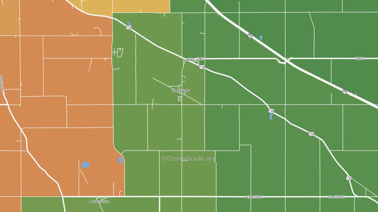 Linnsburg, IN Map of Theft Rates