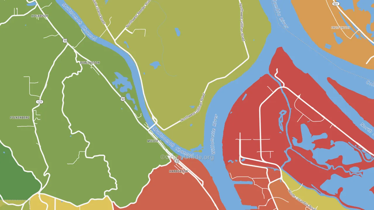 Linnton, OR Map of Theft Rates