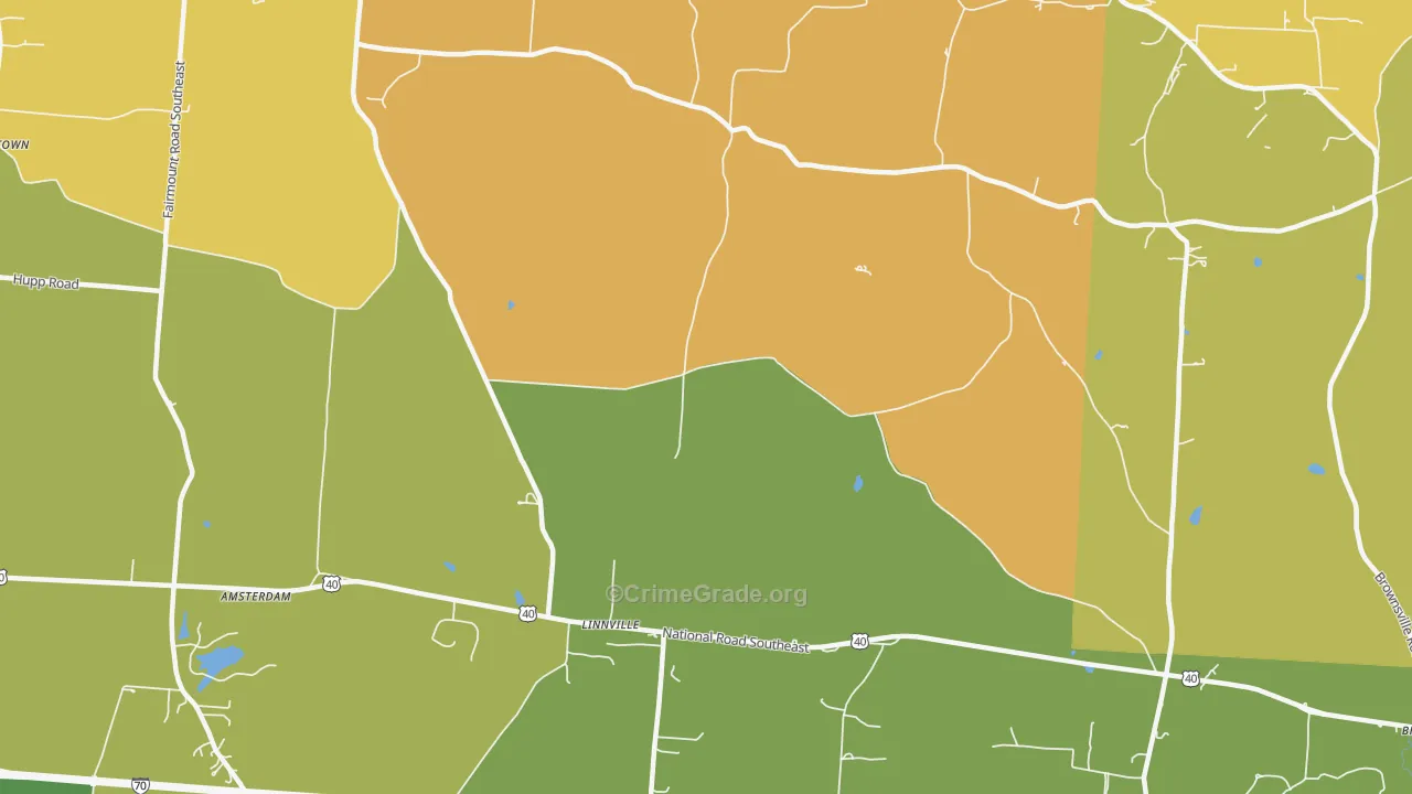 Linnville, OH Map of Theft Rates