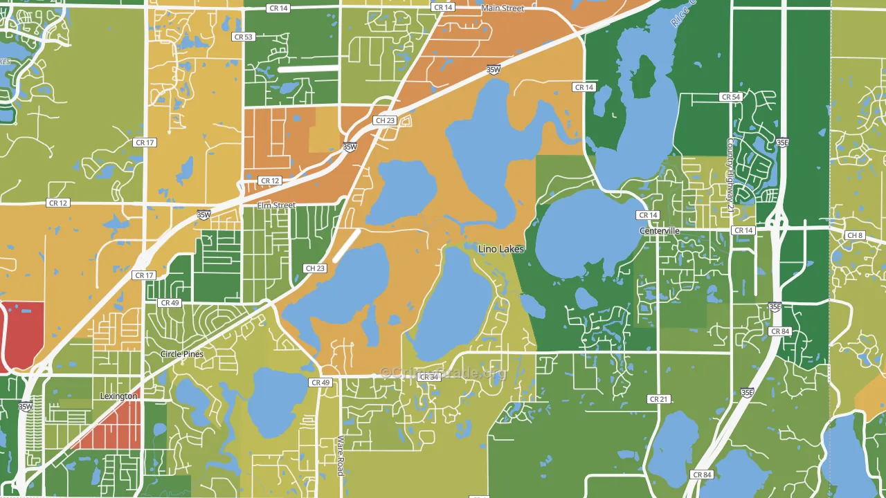 Lino Lakes, MN Map of Theft Rates