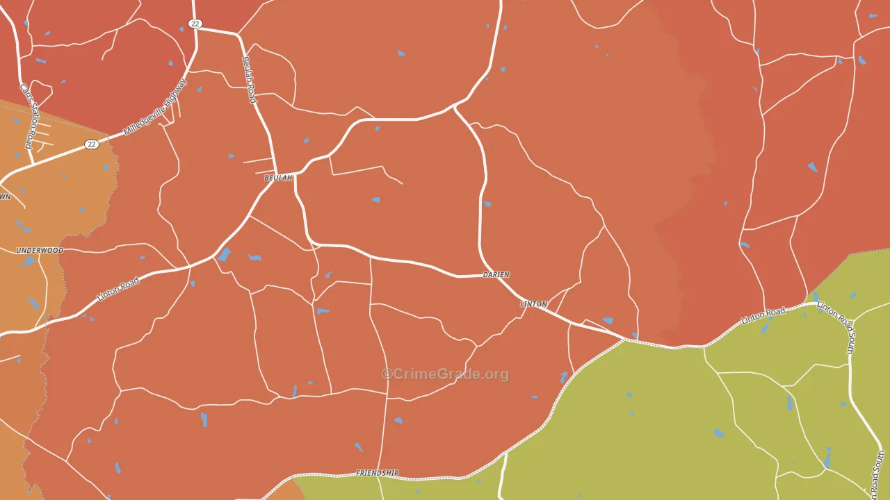 Linton, GA Map of Theft Rates
