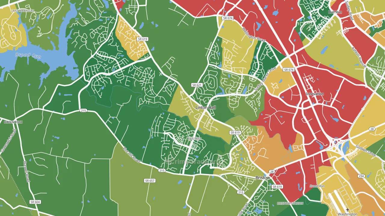 Linton Hall, VA Map of Theft Rates