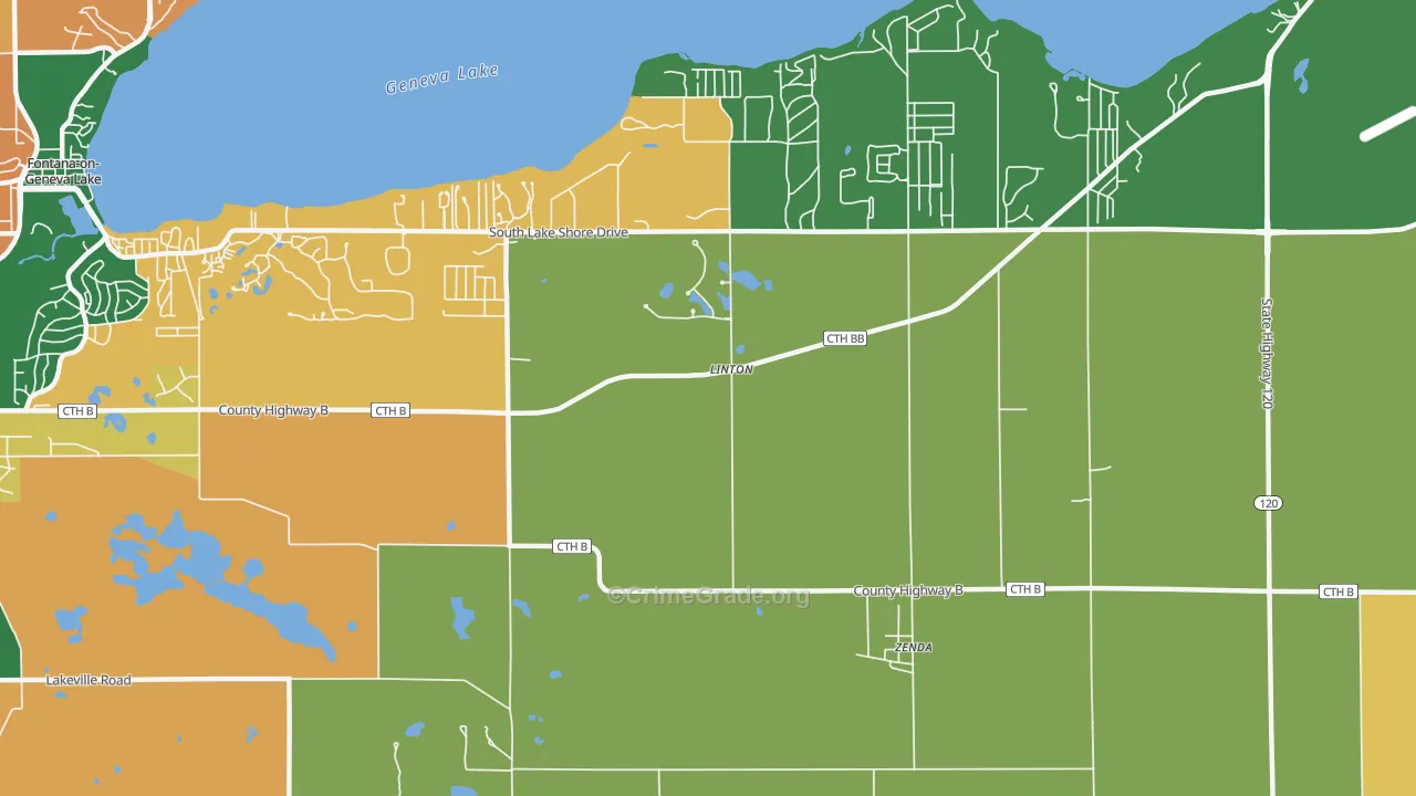 Linton, WI Map of Theft Rates