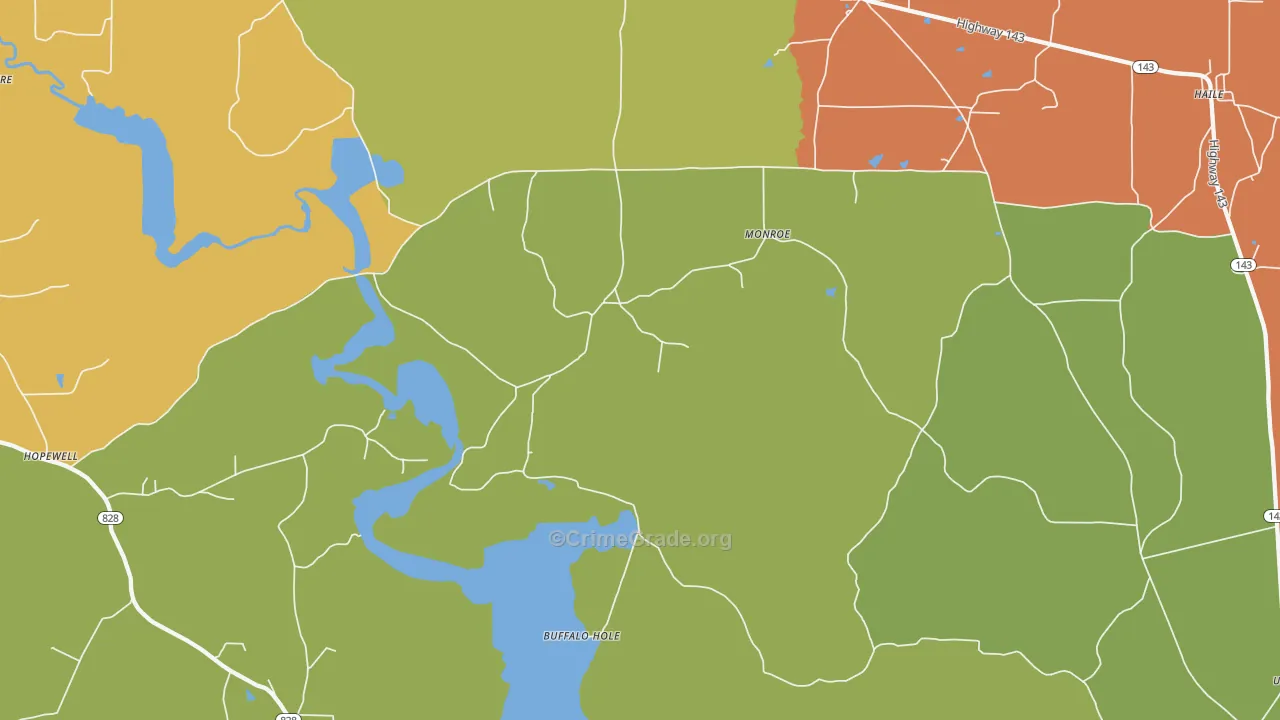 Linville, LA Map of Theft Rates