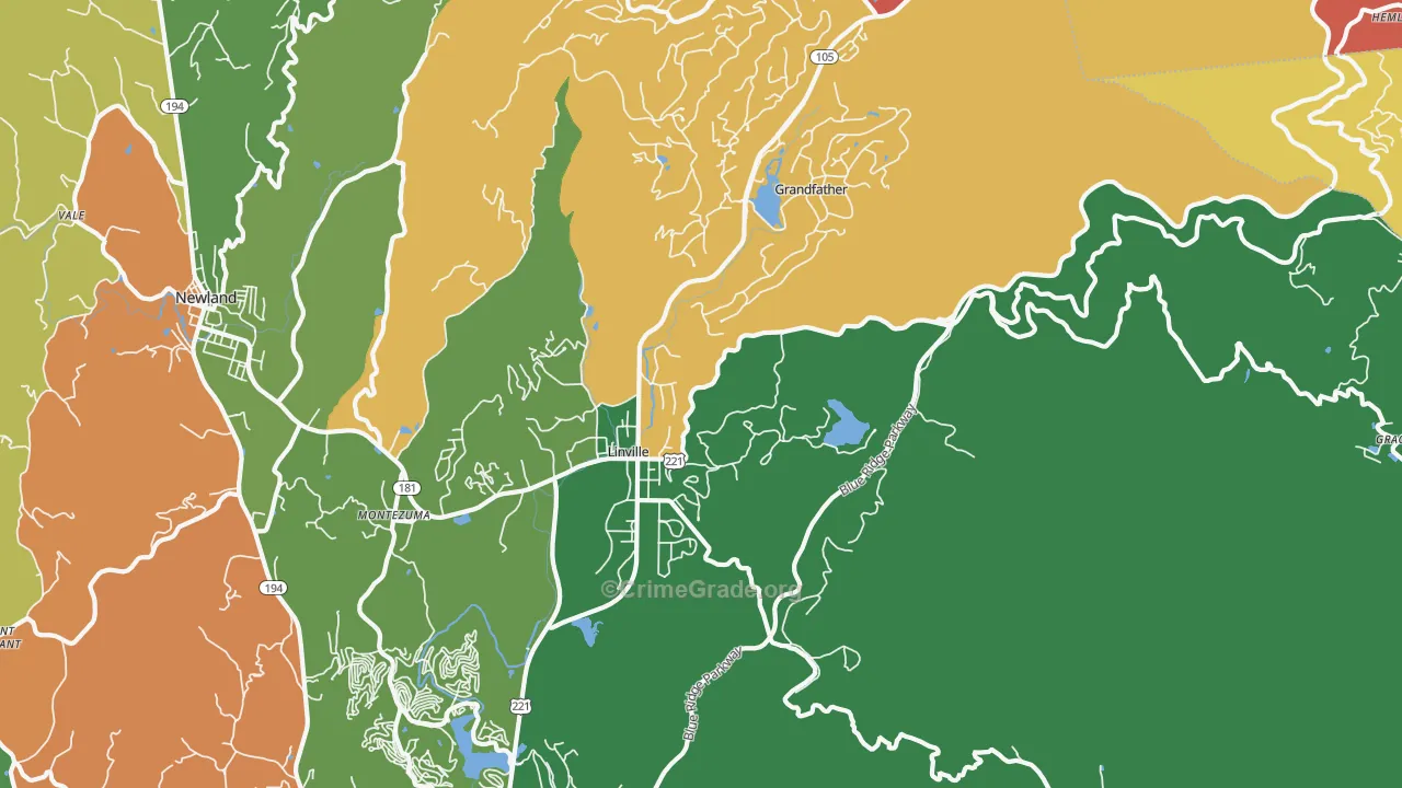 Linville, NC Map of Theft Rates