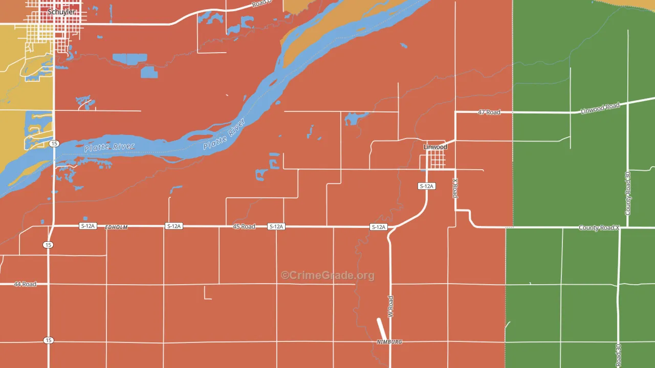 Linwood, NE Map of Theft Rates