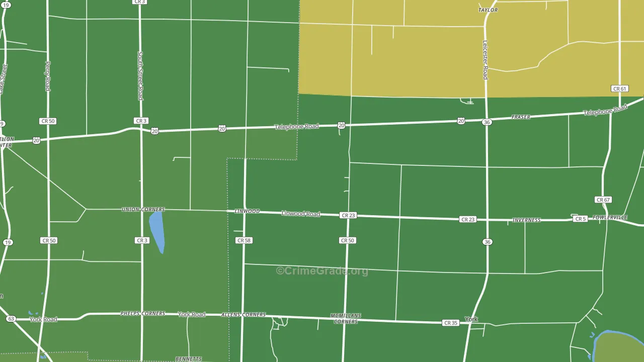 Linwood, NY Map of Theft Rates