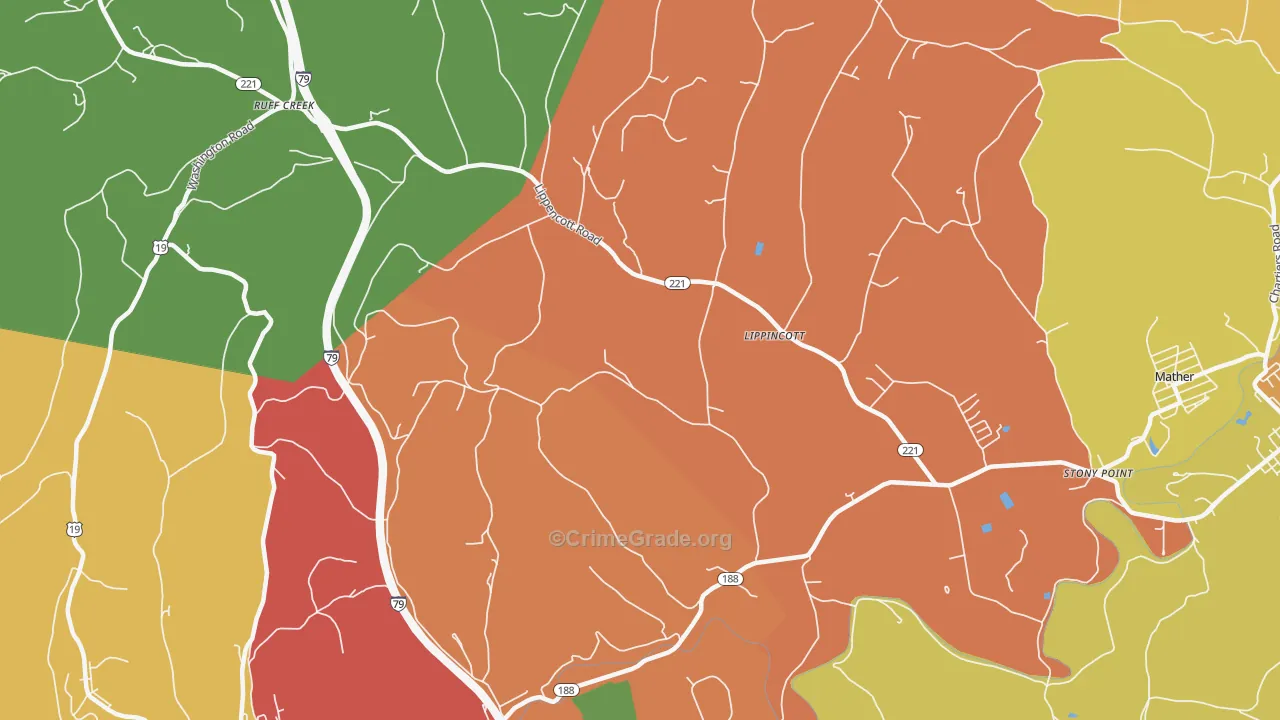 Lippincott, PA Map of Theft Rates