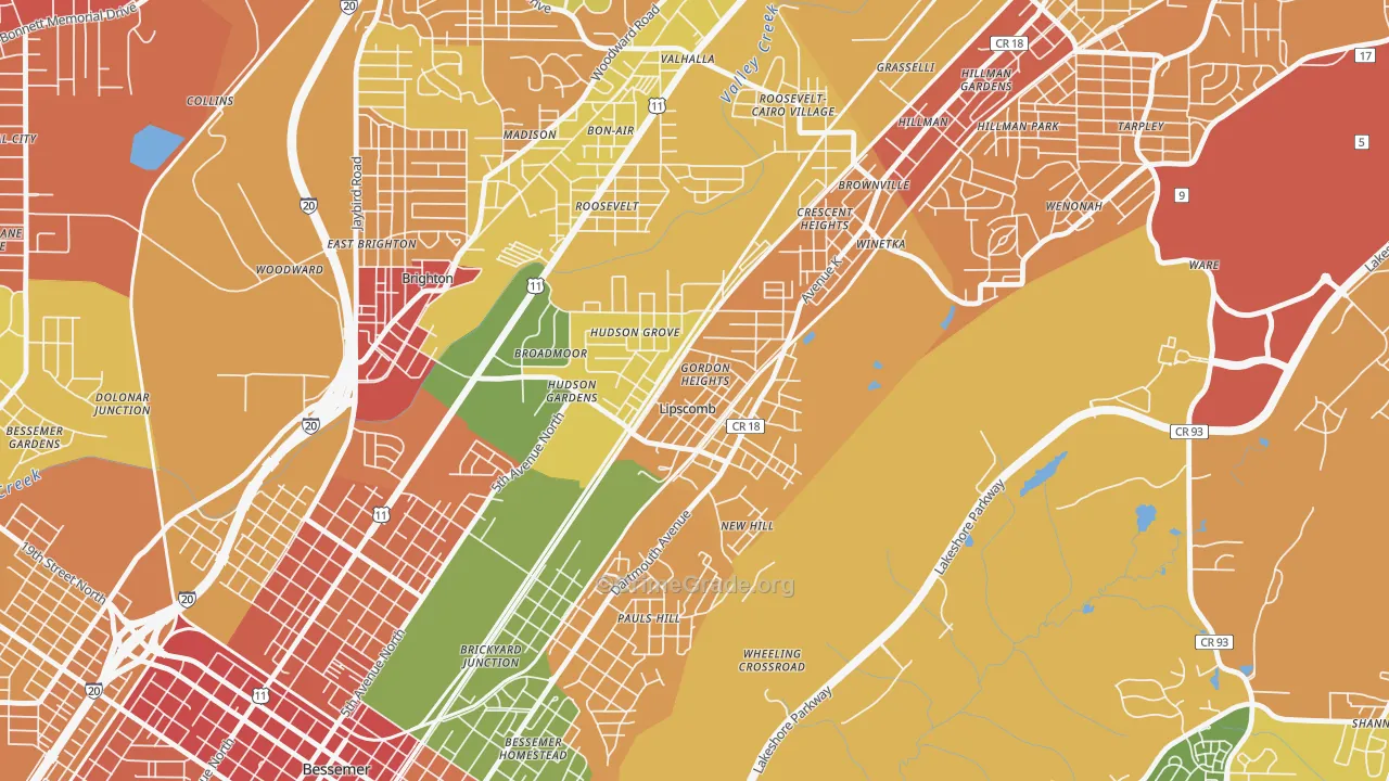 Lipscomb, AL Map of Theft Rates
