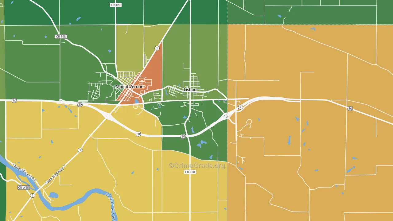 Lisbon, IA Map of Theft Rates
