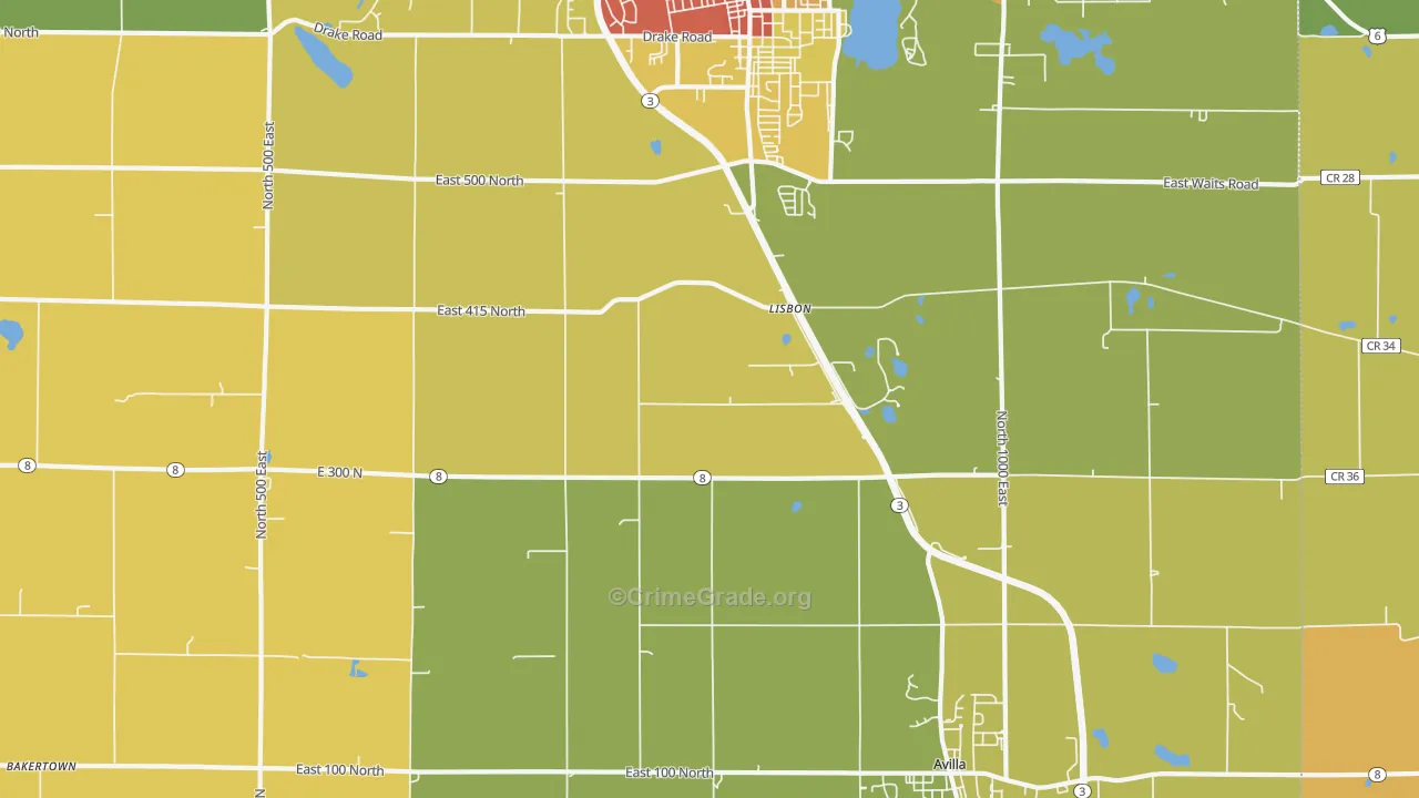 Lisbon, IN Map of Theft Rates