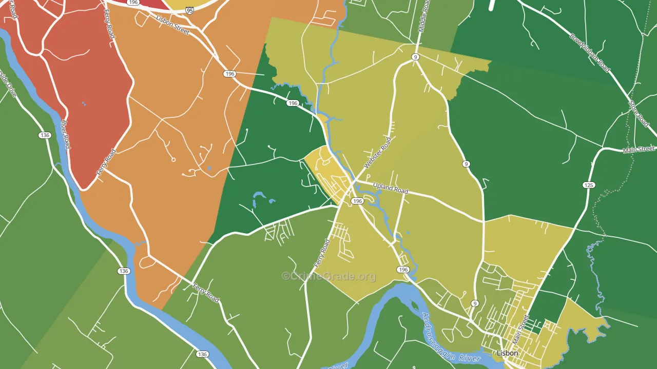 Lisbon, ME Map of Theft Rates