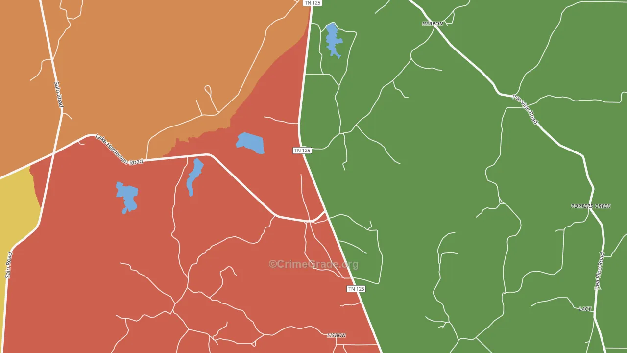 Lisbon, TN Map of Theft Rates