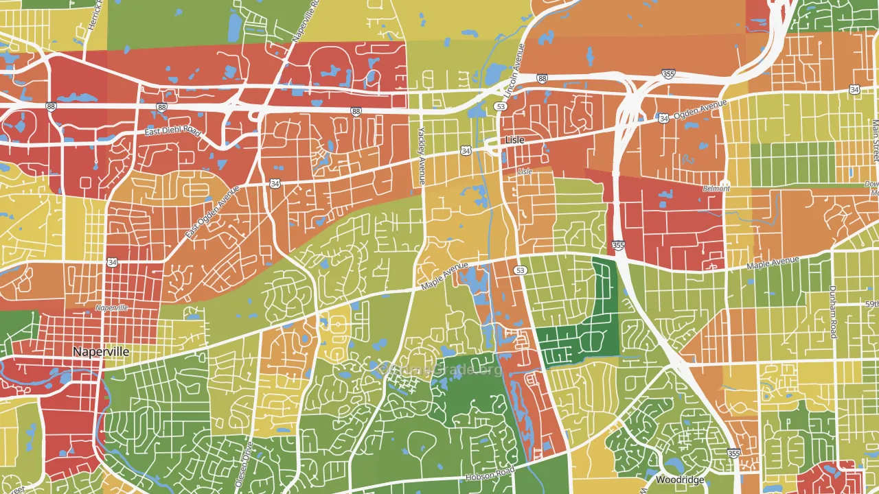 Lisle, IL Map of Theft Rates