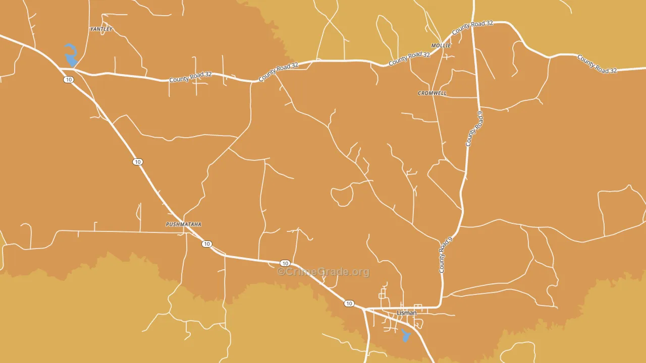 Lisman, AL Map of Theft Rates