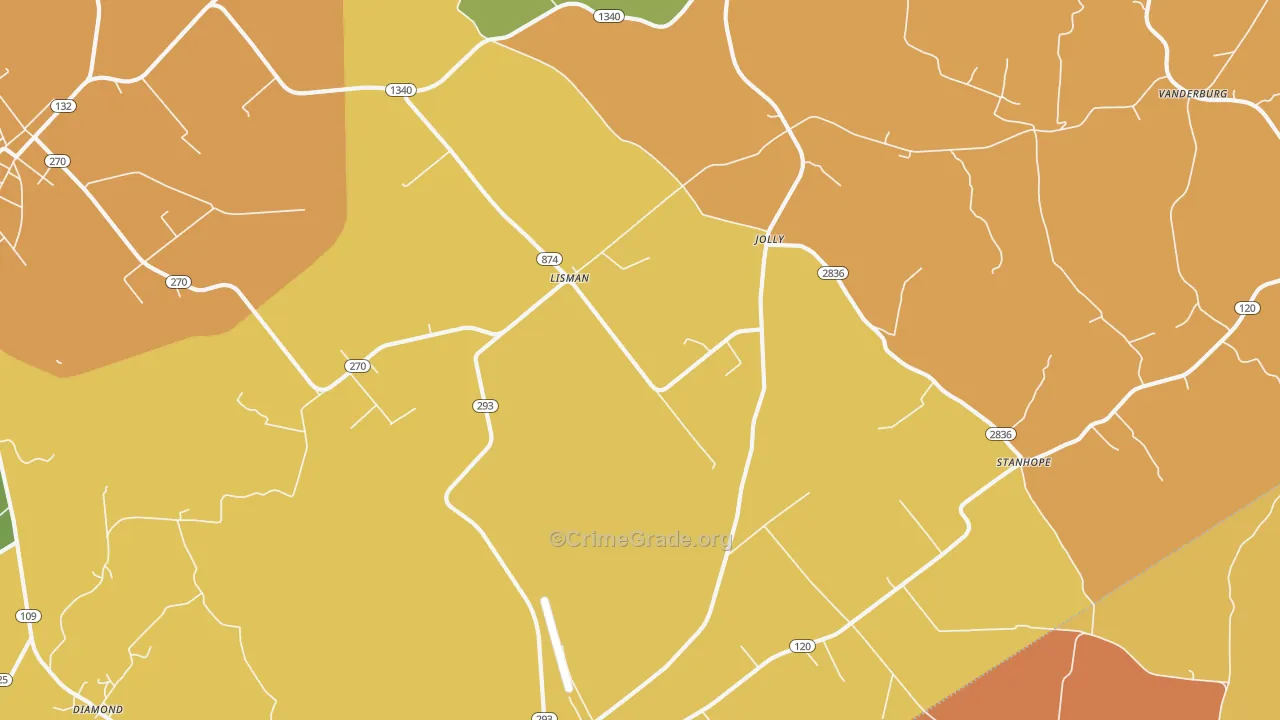 Lisman, KY Map of Theft Rates