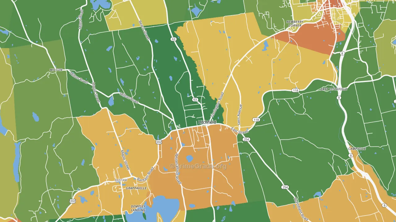 Litchfield, CT Map of Theft Rates