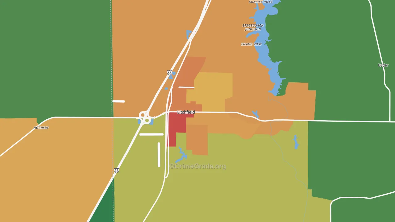 Litchfield, IL Map of Theft Rates