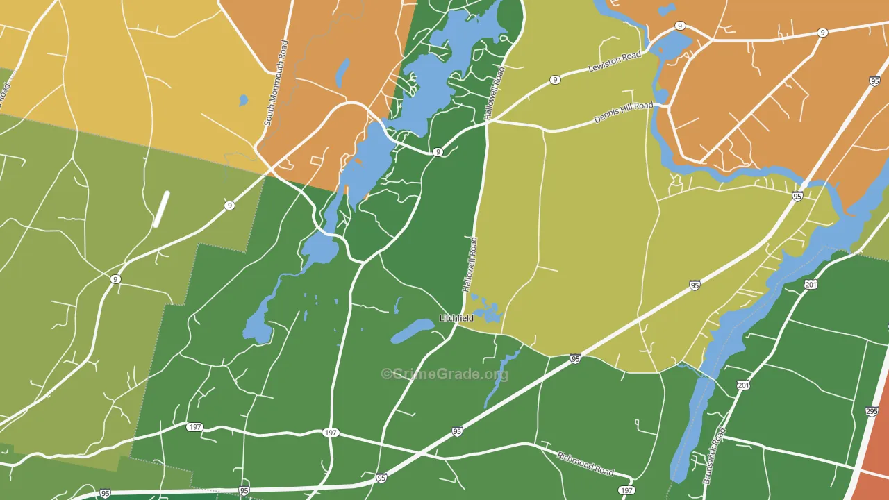 Litchfield, ME Map of Theft Rates