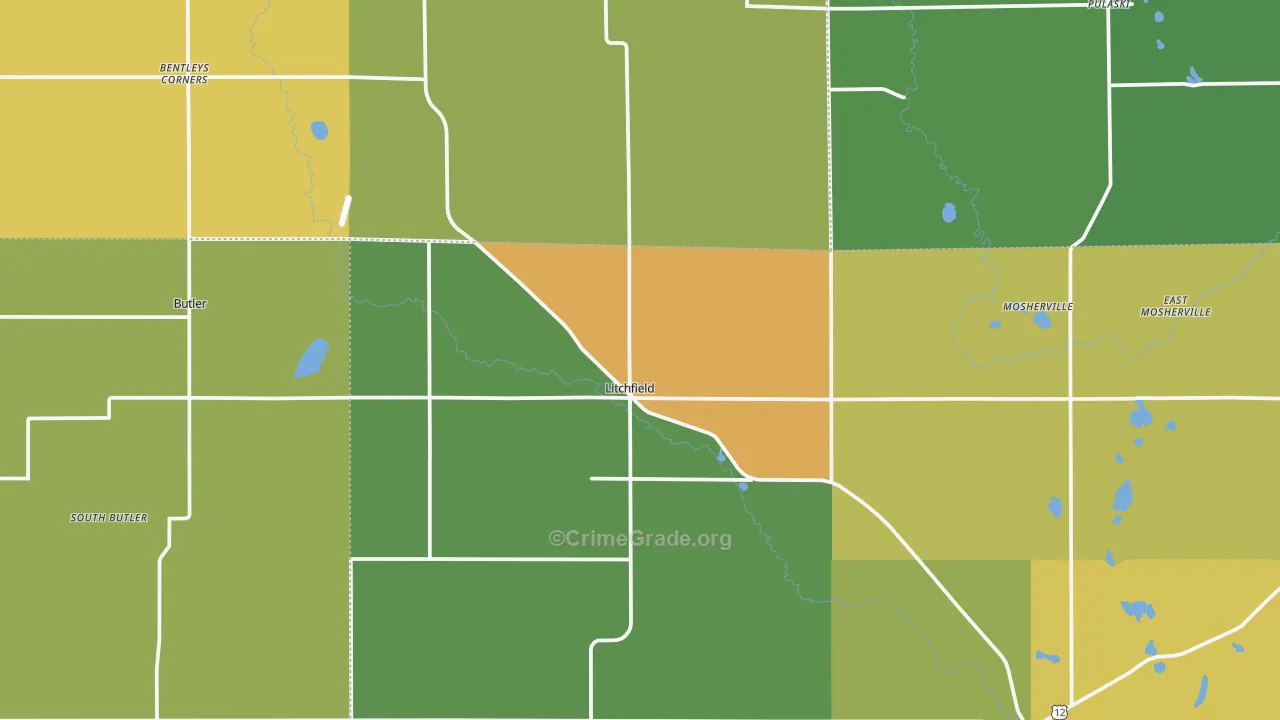 Litchfield, MI Map of Theft Rates