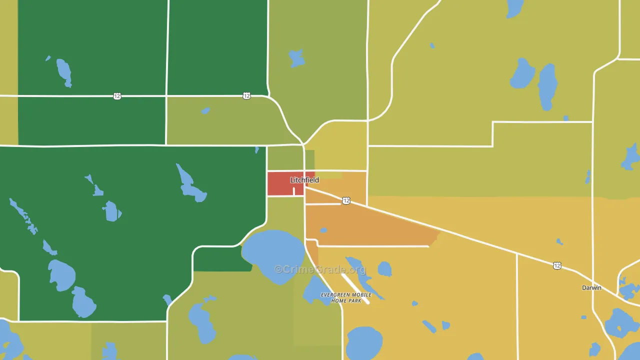 Litchfield, MN Map of Theft Rates