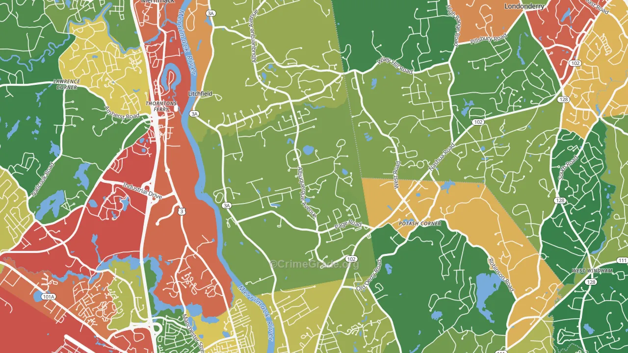 Litchfield, NH Map of Theft Rates