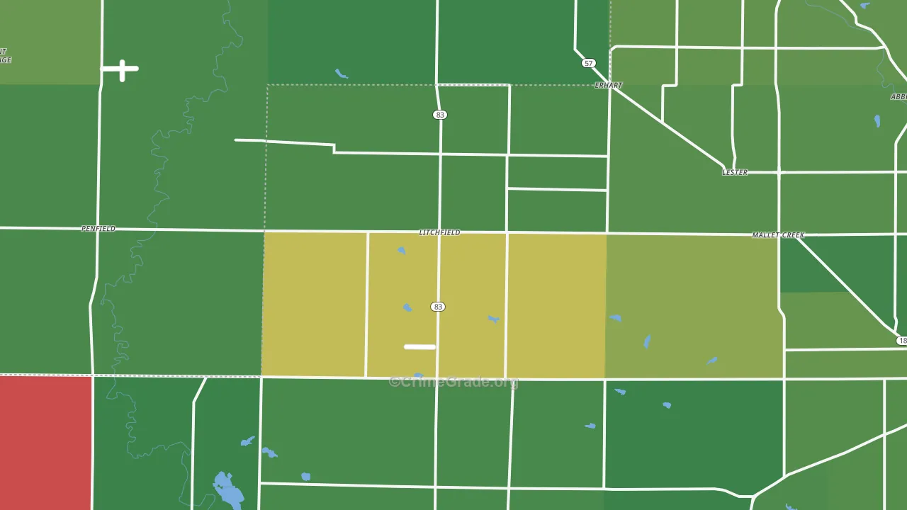 Litchfield, OH Map of Theft Rates