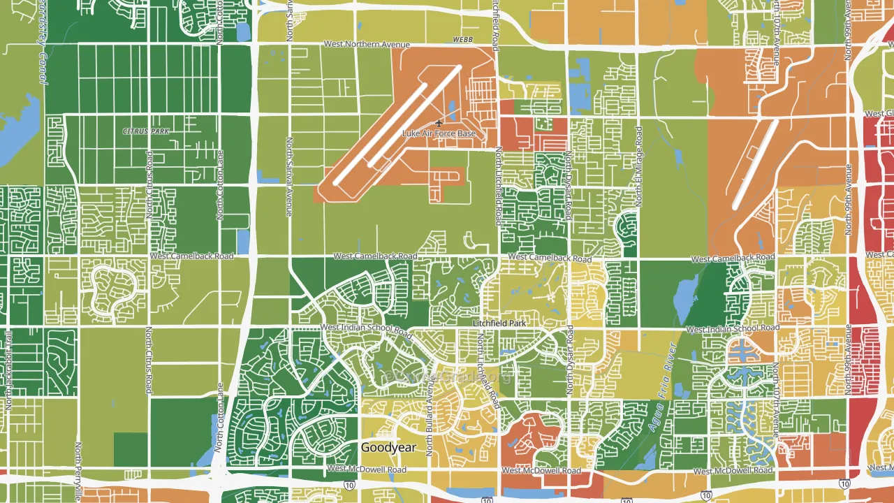 Litchfield Park, AZ Map of Theft Rates