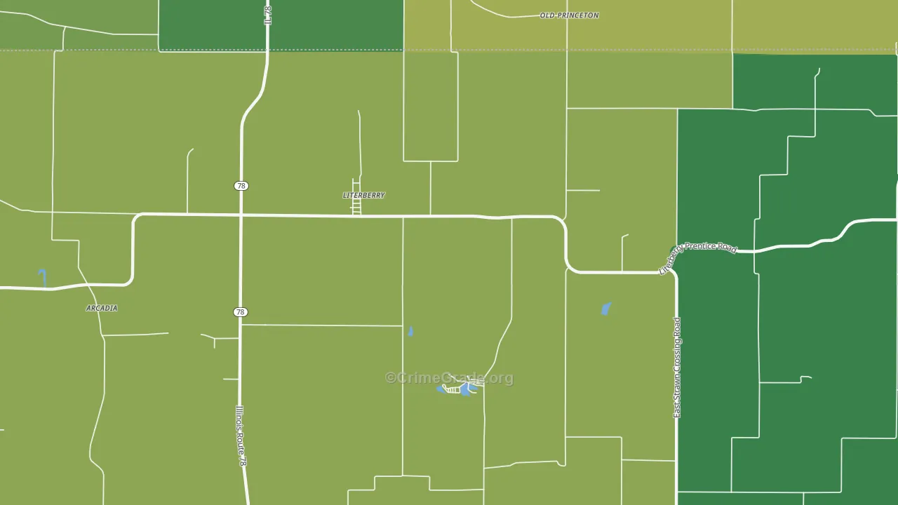 Literberry, IL Map of Theft Rates