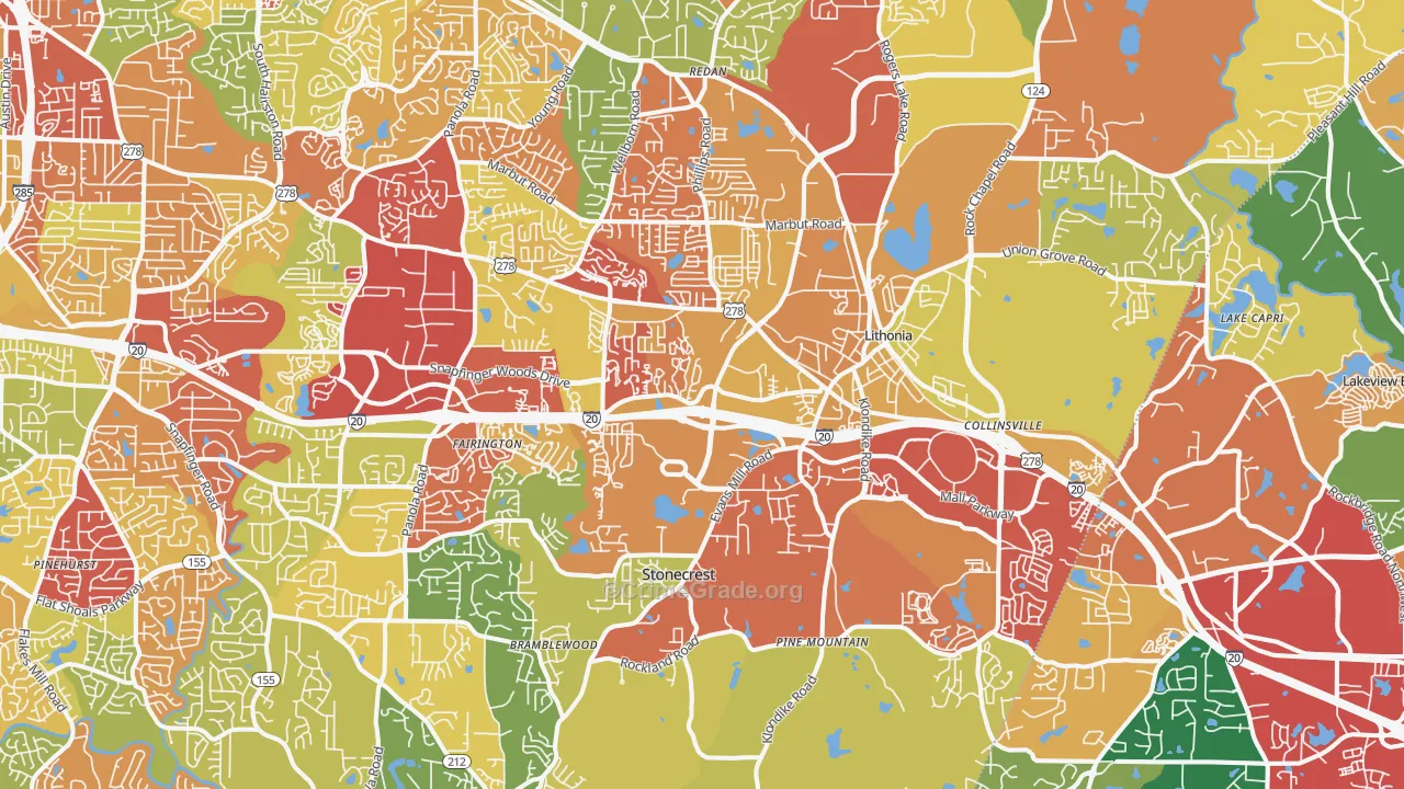 Lithonia, GA Map of Theft Rates
